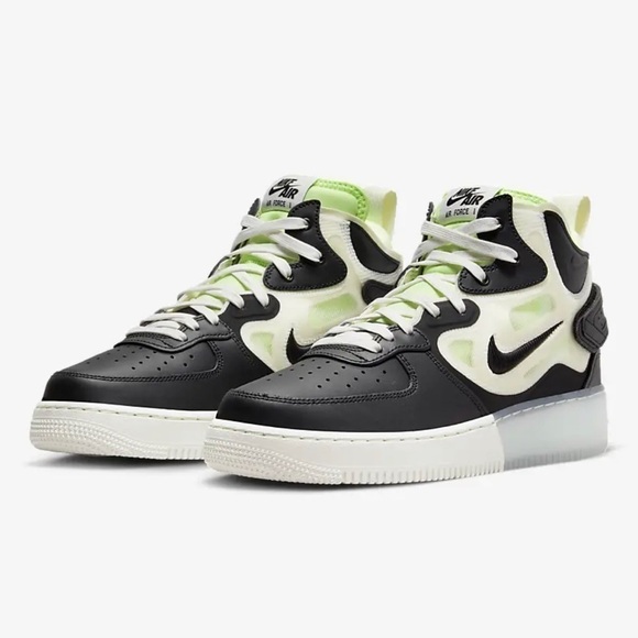 Nike Air Force 1 Mid React Sail Black Ghost Green Men's Size 9.5 - Picture 1 of 11